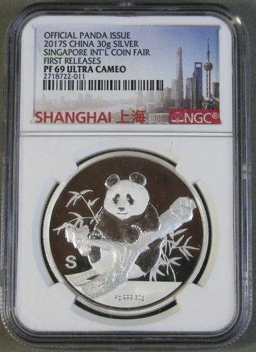 2017-S China Silver Panda Singapore Int'l Coin Fair NGC PF69 UC FR #639