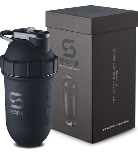 ShakeSphere Tumbler Protein Shaker Bottle 24oz Capsule Shape Mixing Matte Black - Picture 2 of 8