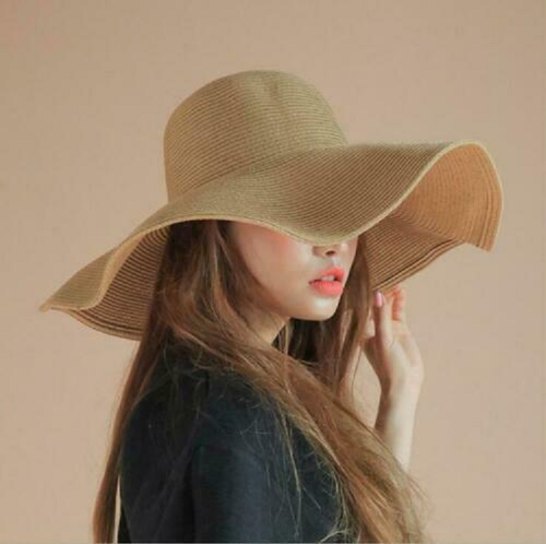 Para mujeres Verano Grande Flejo Plegable Alambre Ancha Gorra Sol Paja Playa Sombrero EE. UU. - Imagen 16 de 19