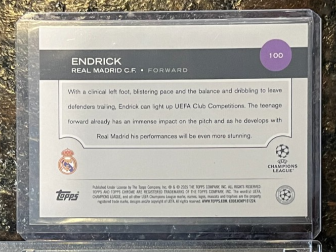 2024-25 Topps Chrome UEFA ENDRICK Aqua Refractor Rookie #'d 158/199 | eBay