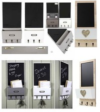 Vintage Letter Rack Holder With Key Hooks Shaby Chic Chalk board Wall Organizer