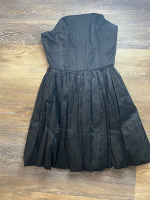 Vanessa Barrantes Strapless Cocktail Dress Small Black Balloon Hem Silk  Lovely! | eBay
