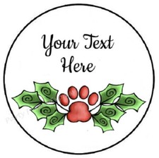 PERSONALIZED CUSTOM CHRISTMAS PAW SEALS LABELS STICKERS BIRTHDAY PARTY FAVORS