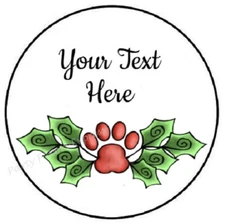 PERSONALIZED CUSTOM CHRISTMAS PAW SEALS LABELS STICKERS BIRTHDAY PARTY FAVORS
