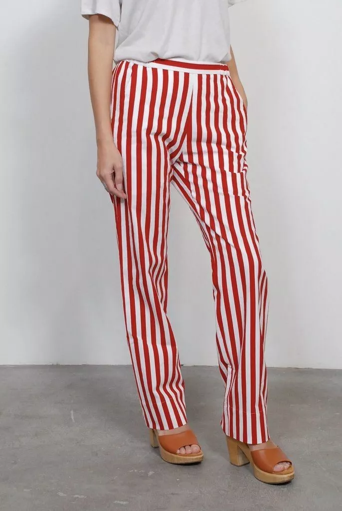 Red and sales white striped trousers