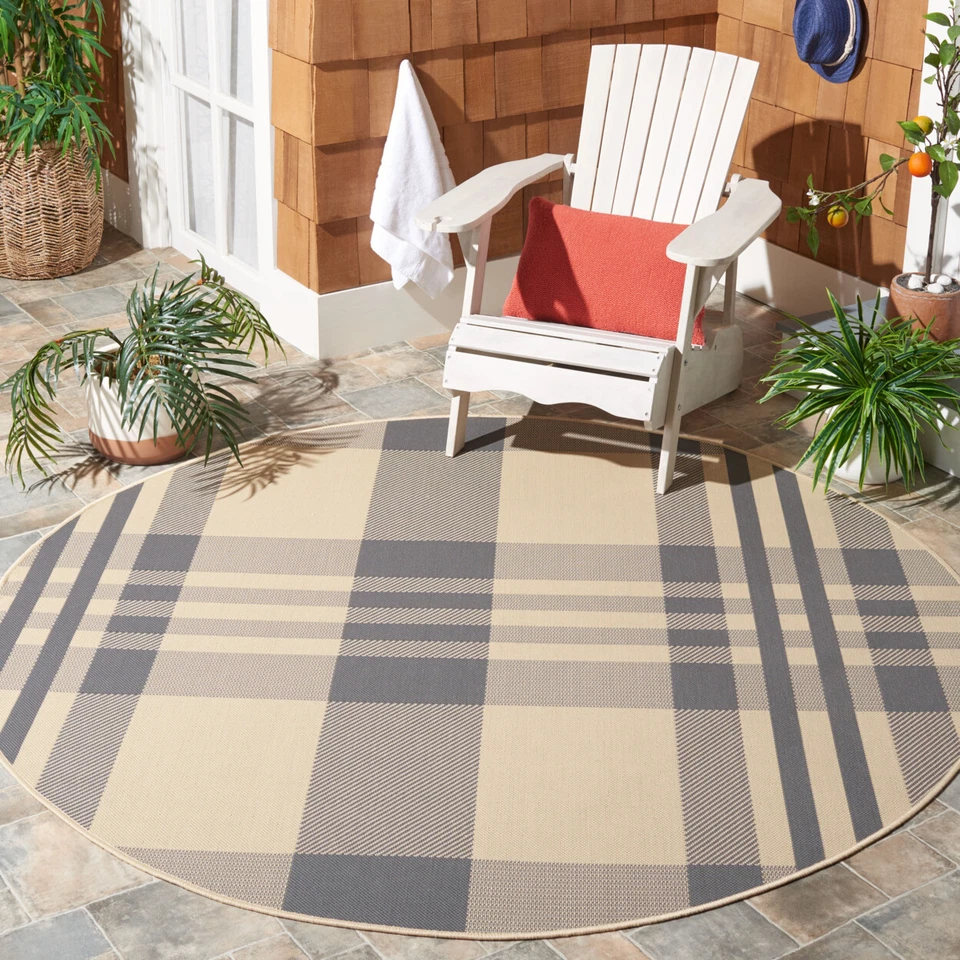 SAFAVIEH Outdoor CY6201-236 Courtyard Grey / Bone Rug - Image 2 of 4