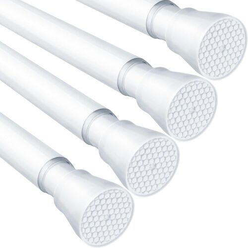 4 Pack White Tension Curtain Rod for Windows 28 to 48 inch,Adjustable Expandable