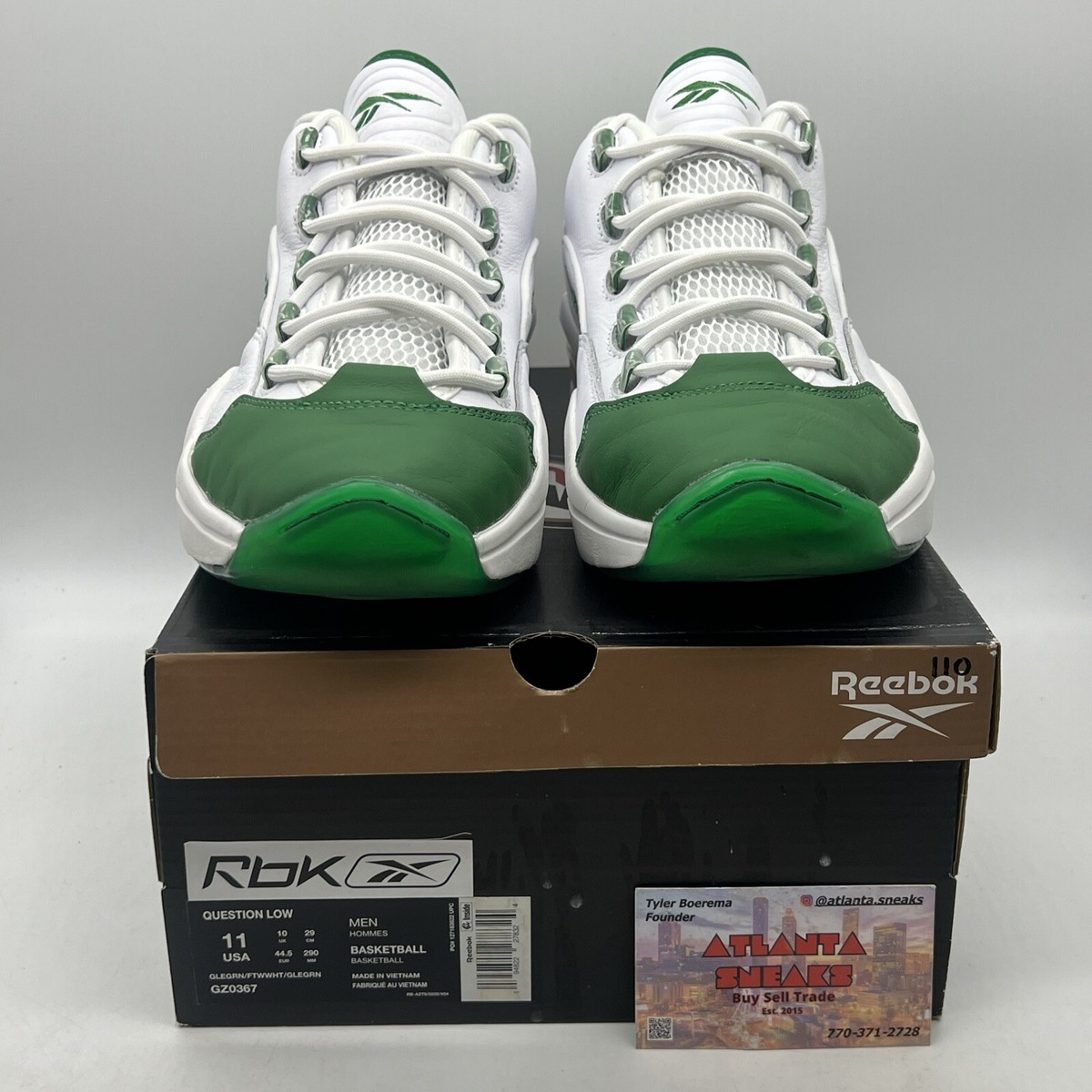 Size 11 - Reebok Question Low Green Toe White Leather (GZ0367) | eBay