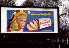 1951  35mm Slide~KODACHROME RED B LANGENDORF BREAD "FRESH DELIGHTFUL"  BILLBOARD