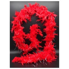Rote Federboa mit Lametta Silberstreifen (45g / 180cm) Karneval Federschlange