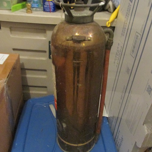 RARE BADGER WATER FIRE EXTINGUISHER COPPER AND BRASS UNRESTORED 24 inches High - Picture 7 of 9