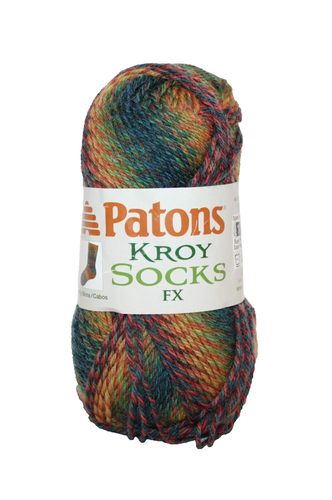 Patons Kroy Sock Yarn FX Wool Nylon 4Ply One Skein 49 gr Color is Clover Colors