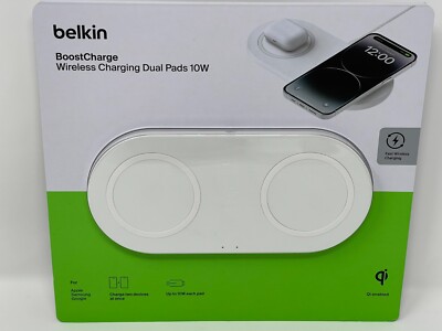 Belkin Boostcharge Dual Wireless Charging Pads 10W Qi-Certified Charger Pad Appl