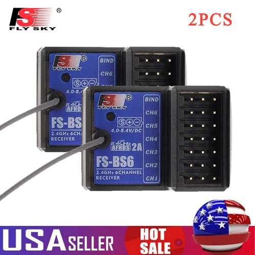 2x FlySky FS-BS6 Receiver 2.4G 6CH AFHDS2 For FlySky FS-GT5 Transmitter Car S9R2