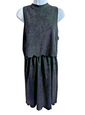 Le Lis Size L Black Sleeveless Suede Short Dress