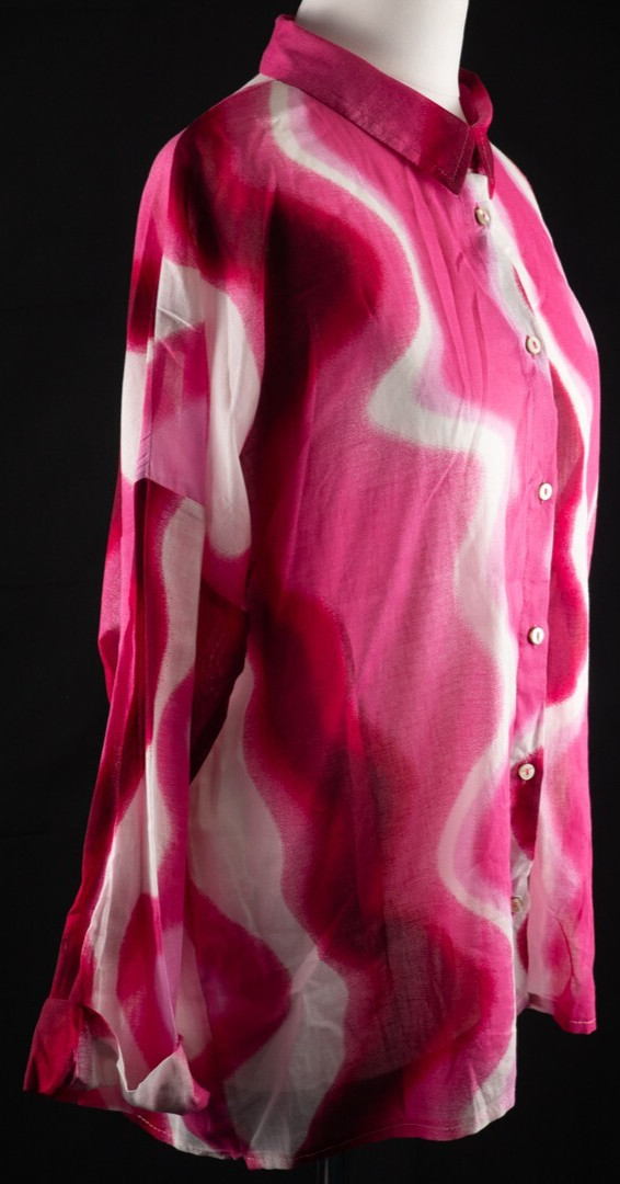 Primark Pink Wave Pattern Long Sleeve Shirt Size XS Pre-Owned image 4