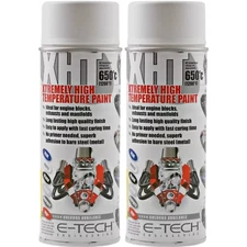 2 x WHITE High Temperature XHT VHT Spray Paint Cans E-Tech Engine Block Exhaust