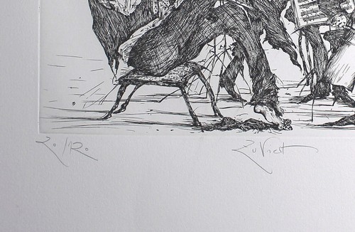 GERTRUDE DEGENHARDT - Zu viert. Handsignierte Radierung, gerahmt in Alu-Leiste. - Picture 6 of 6