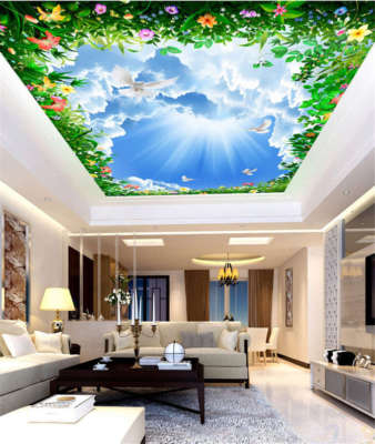 Papier Peint 3D Sky Trees NA4649 - Déco Murale Impression Paysage (neuf)