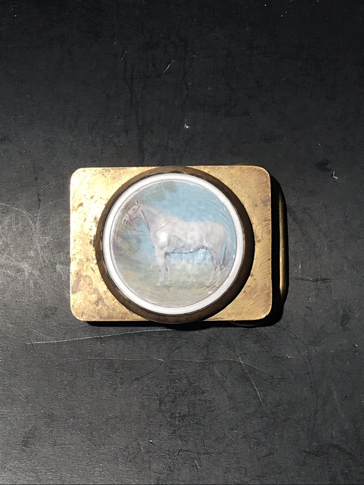 1960s Handcrafted Equestrian Belt Buckle With Horse i… Gem