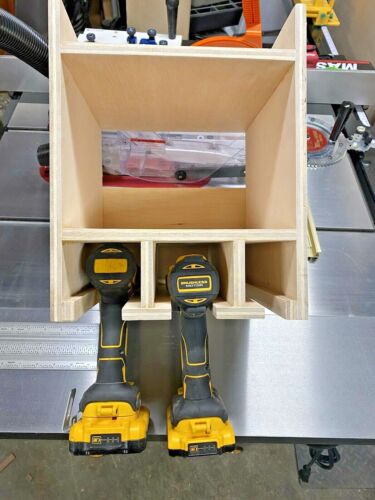 Perceuse porte-outils sans fil à 3, porte de rangement garage à impact étagère en bois organisateur - Photo 1 sur 10
