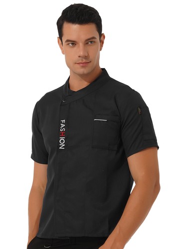 Unisex Chef Coat Double-Breast Short Sleeve Cook Jacket Kitchen Uniform Dress - Picture 122 of 140