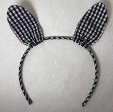 Blue Gingham Bunny Ears Headband Dress Up Fashion