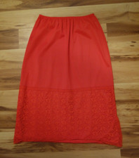 Vintage Blue Swan Half Slip Red Nylon Wide Lace Hem Size Small