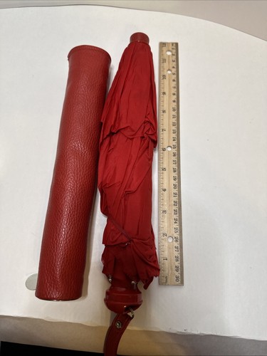 VINTAGE KNIRPS Folding Umbrella Matching Red CASE 1970-80'S CANADA - Picture 6 of 16