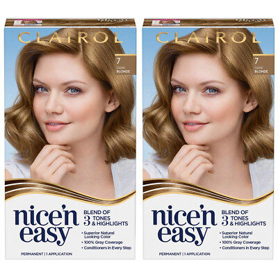 Pack of (2) New Clairol Nice'n Easy Permanent Hair Dye, 7 Dark Blonde Hair Color