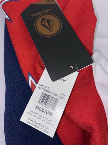 NWT Volcom Mens Let It Storm Crew Fleece US Snowboard Team Olympic USA Medium - Picture 4 of 4