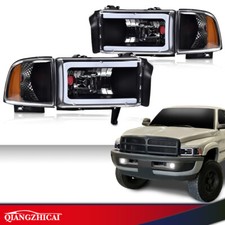 Fit For 94-02 Ram 1500 2500 3500 Blackclear Amber Corner Led Drl Headlights