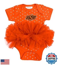 Two Feet Ahead Oklahoma State Cowboys Newborn Baby Girl Bodysuit Creeper Hear