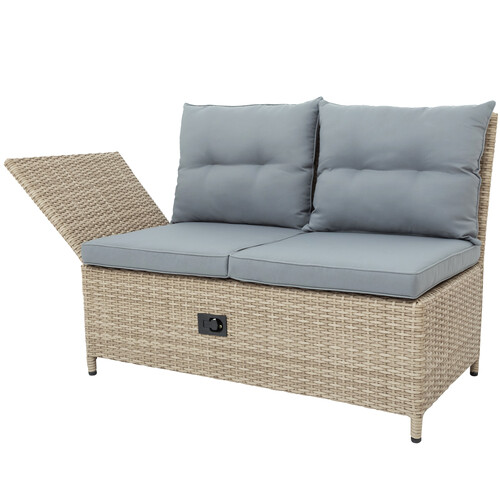 Outdoor Terrasse 4-teilige Allwetter PE Korb Rattan Sofa Garnitur mit verstellbaren Rückenlehnen - Bild 10 von 12
