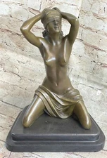 Sculpture Collectible Bronze Signed Artwork Cubism Nude Girl Abstract Modern 