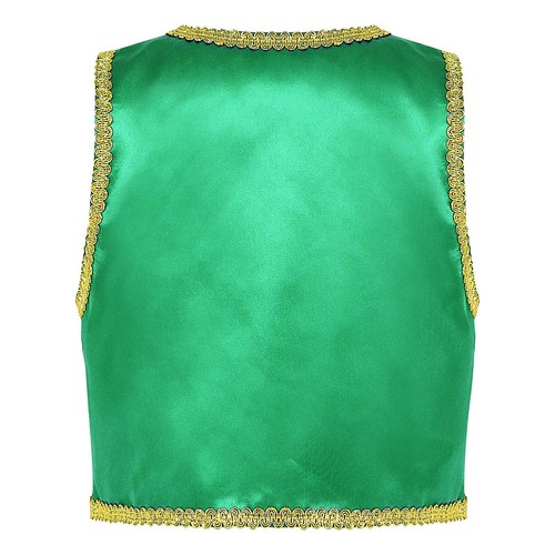 Kids Boys Girl Arabian Prince Costume Open Front Shiny Vest Halloween Cosplay - Picture 34 of 123