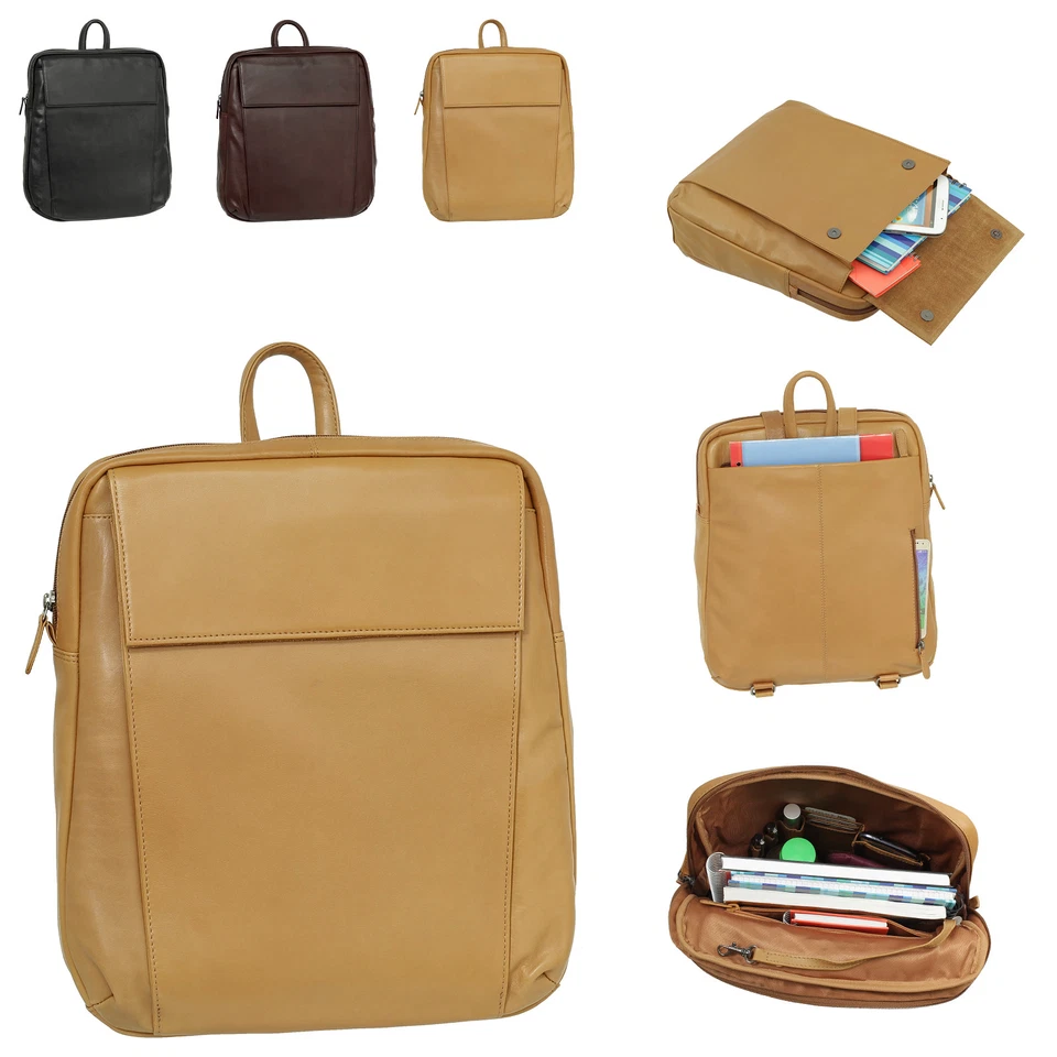 BRANCO LEDERWAREN Leder Rucksack A4 Cityrucksack Reiserucksack Tagesrucksack Backpack 32 cm