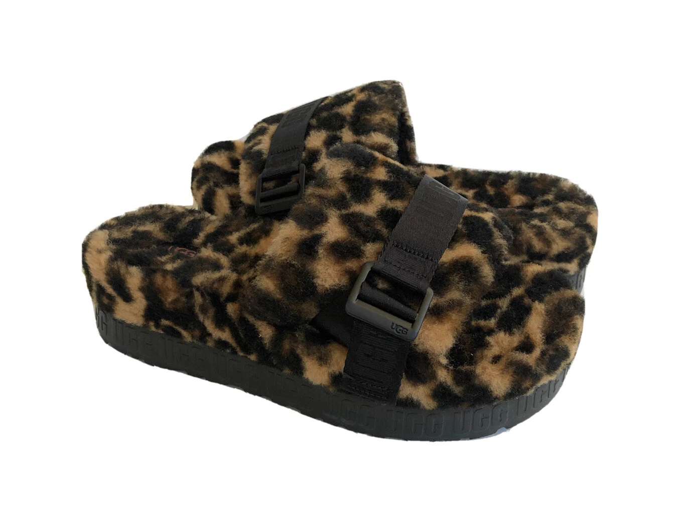 PUMA SANDALI UGG FLUFFITA STAMPA PANTERA BUTTERSCOTCH PLATEAU US 10 EU 41 REGNO UK 8