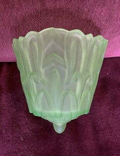 1 Super rare GREEN 1930s Art Deco Slip Shade Chandelier or sconce Nile Group