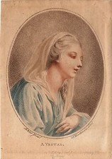 Stampa antica  A Vestal Bartolozzi West Picot stipple engraving etching 1774