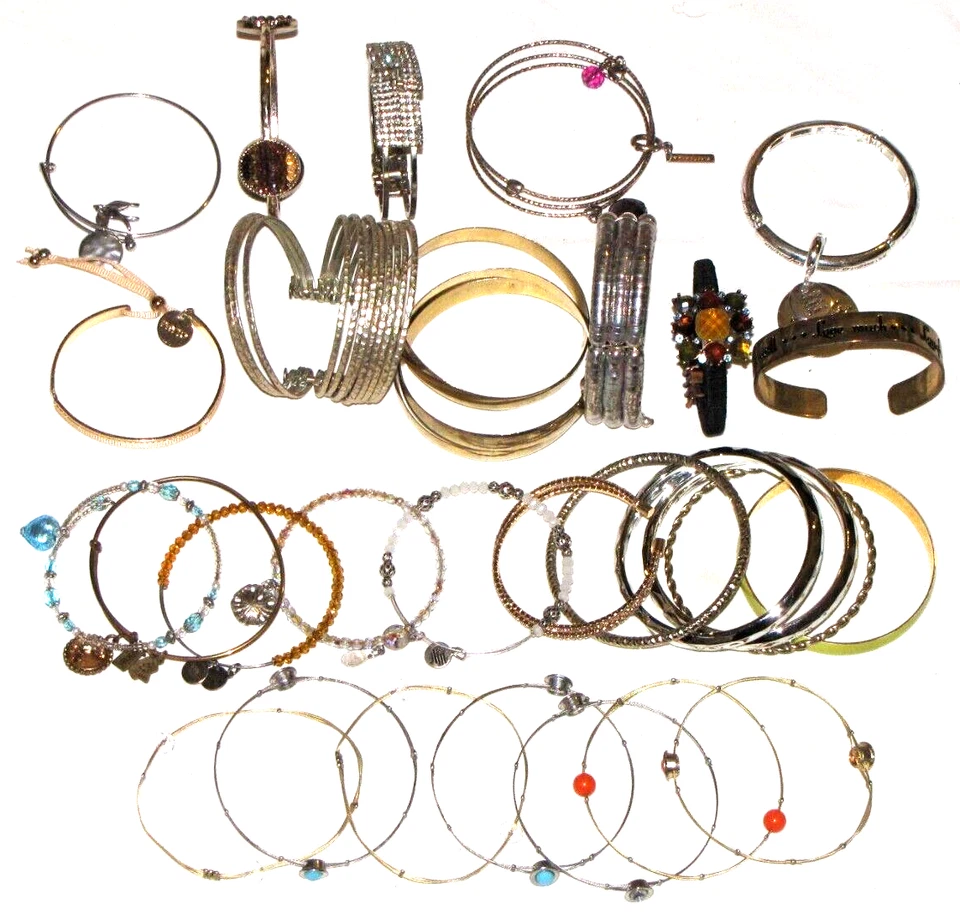 Lote De 29 Pulseras Mezcladas Plateadas Tono Estrás Gemas Brazalete Dorado Mujer Foto 3 de 4