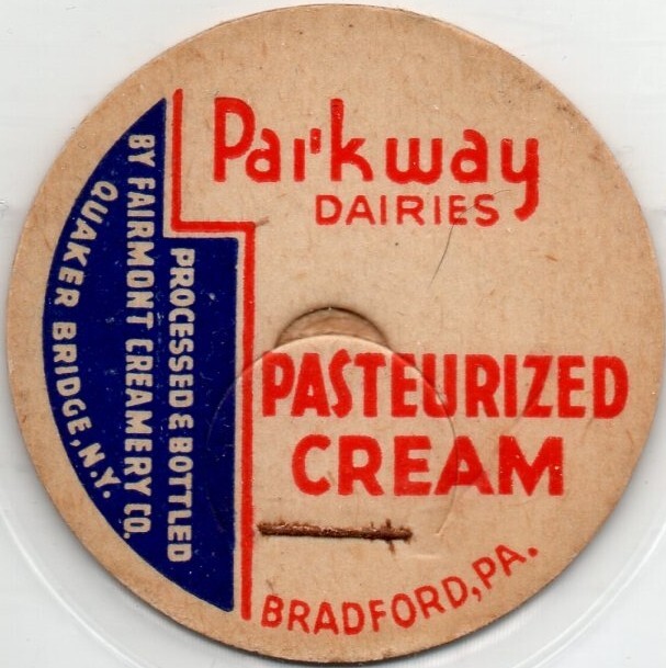 Milk Cap Parkway Dairies Bradford, Pennsylvania (Quaker Bridge