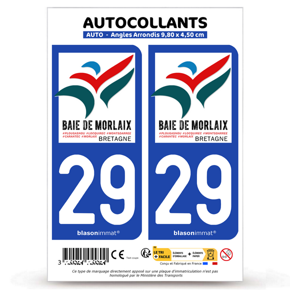 29 FINISTERE - Stickers Pour Plaque D'immatriculation, Disponible Pour