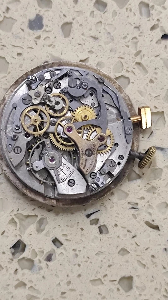 Винтажный Landeron Cal. 51 Ручной хронограф не работает хороший баланс детали - Изображение 4 из 4