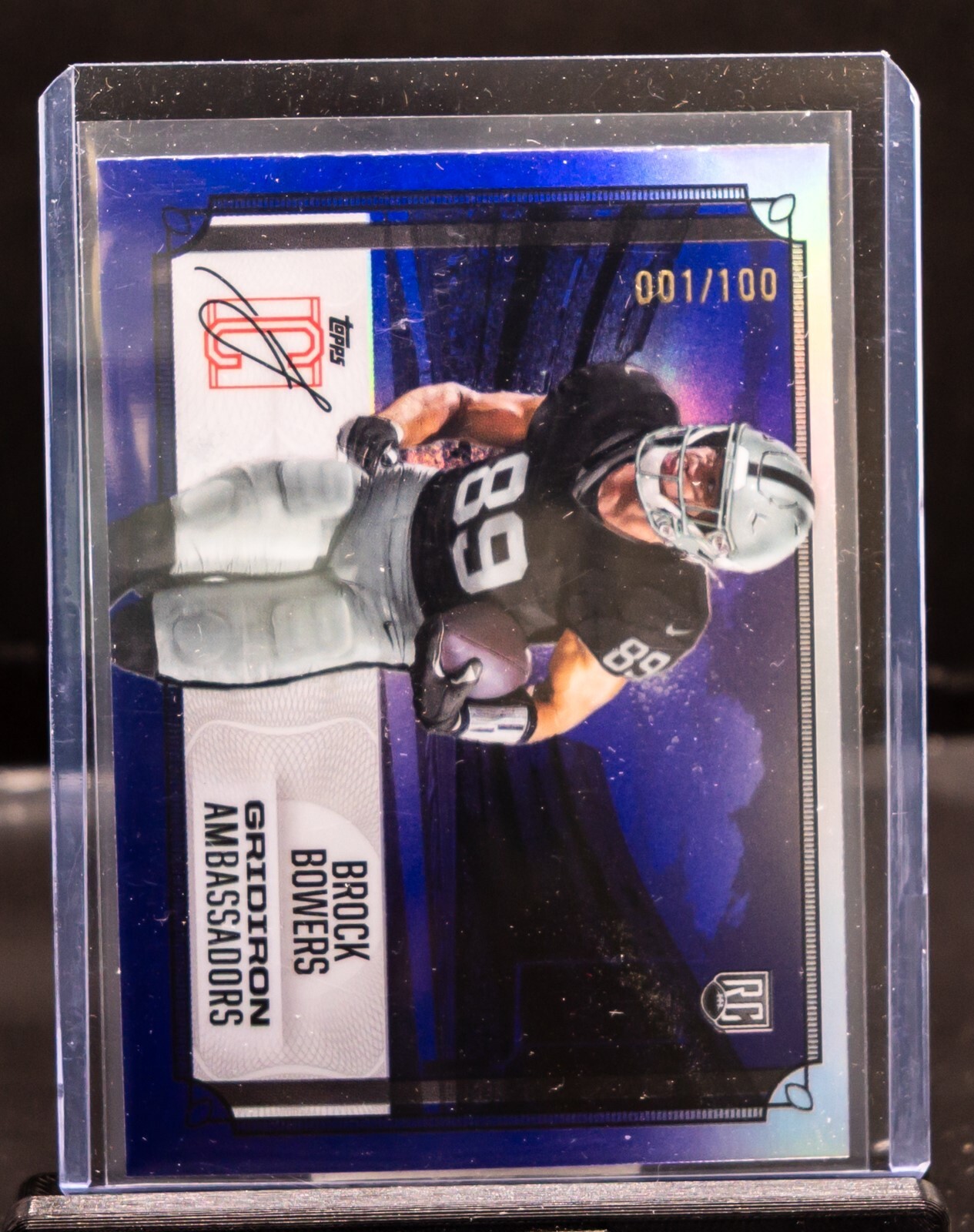 Brock Bowers 2024 Topps Signature Class Purple Gridiron Ambassadors RC /100