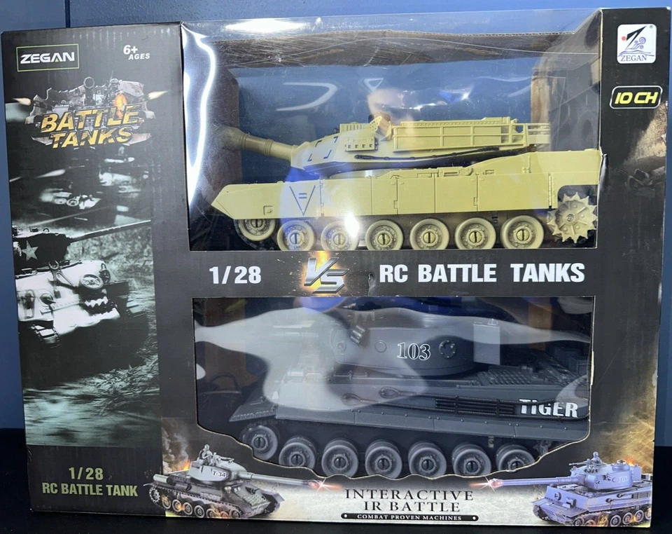 1/28 scale Pair of Interactive Battle Tanks RC Tiger 1 M1A2 IR Emitters - Image 3 of 4