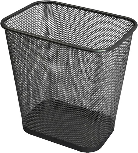 Elegante juego de botes de basura de oficina de metal negro - capacidad de 3,5 galones, diseño ventilado - Imagen 4 de 8
