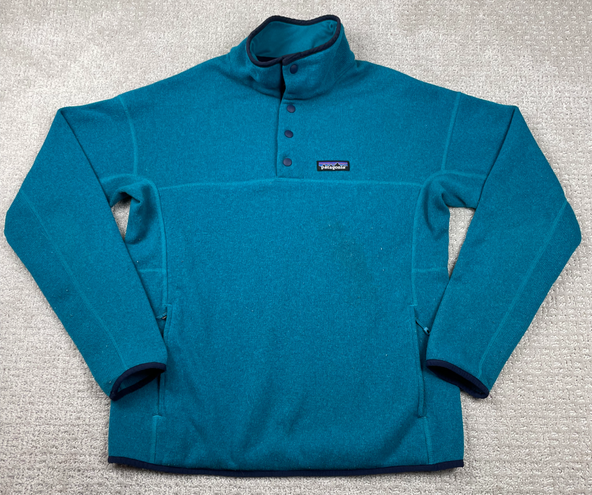 Patagonia Better Sweater Womens M Teal Blue Snap T Pullover Fleece Hiking 26010
