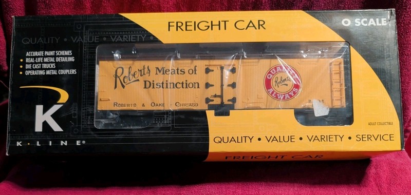K-Line K742-8014 O Roberts Meat Wood-Sided Reefer Car #1005 LN/Box
