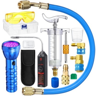 AC Leak Detector Kit for R1234yf, R134a & R410a with UV Dye & Oil Injector